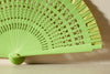 Handfächer Mila in der Farbe Hellgrün im Angebot bei Hitzewelle dem Online Fächerstore