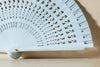 Handfächer Mila in der Farbe Hellblau im Angebot bei Hitzewelle dem Online Fächerstore