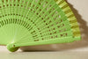 Handfächer Mila in der Farbe Hellgrün im Angebot bei Hitzewelle dem Online Fächerstore